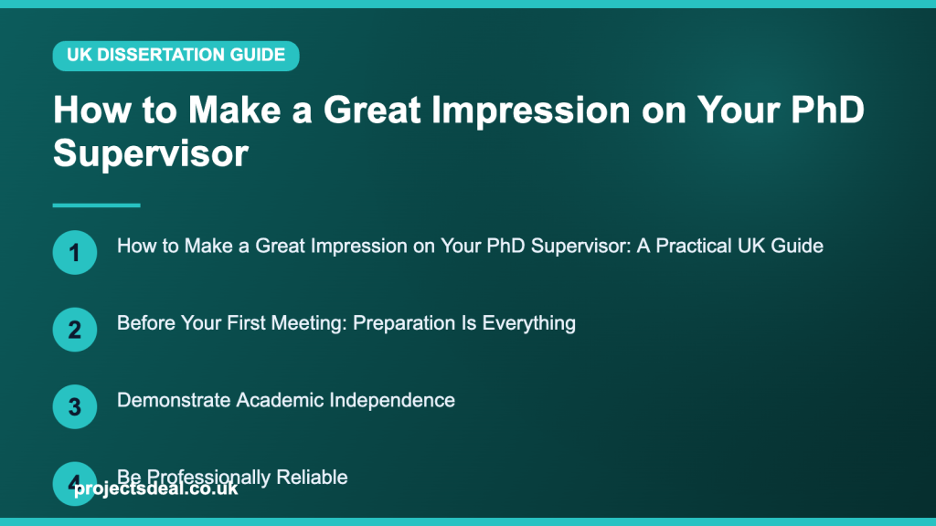 How to Make a Great Impression on Your PhD Supervisor — infographic guide