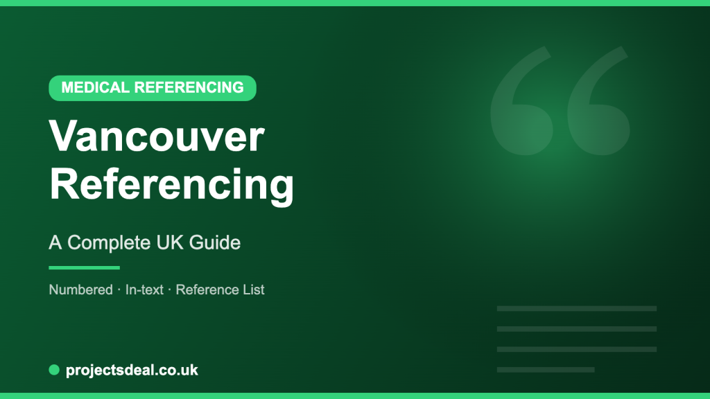 Vancouver referencing guide for UK students